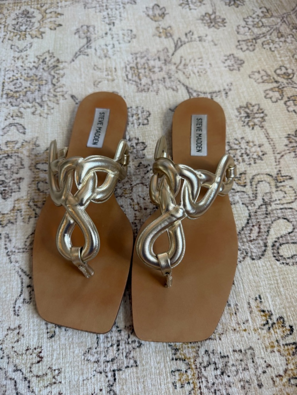 Steve Madden Metallic Gold Braided Thong Sandals